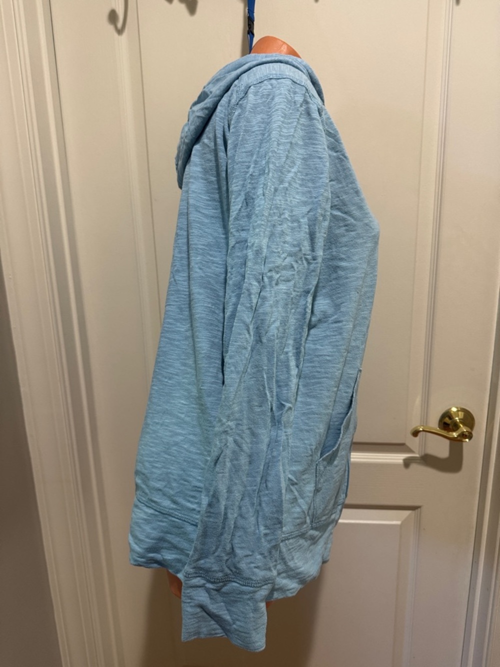 EDDIE BAUER Blue Burnout Cotton Zip Hooded Jacket L Large EUC $55 KL - Picture 5 of 13